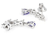Blue Tanzanite Rhodium Over Silver Dangle Earrings 1.67ctw