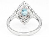 Blue Zircon Rhodium Over Silver Ring 2.18ctw