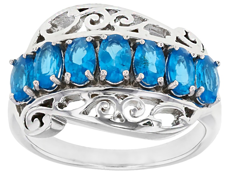 Blue Apatite Rhodium Over Sterling Silver Ring 1.43ctw Blue Apatite Rhodium Over Sterling Silver Ring 1.43ctw