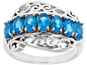Blue Apatite Rhodium Over Sterling Silver Ring 1.43ctw