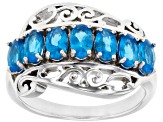 Blue Apatite Rhodium Over Sterling Silver Ring 1.43ctw