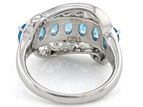 Blue Apatite Rhodium Over Sterling Silver Ring 1.43ctw Blue Apatite Rhodium Over Sterling Silver Ring 1.43ctw