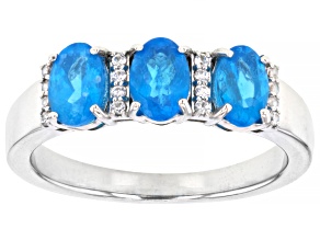 Blue Apatite Rhodium Over Sterling Silver Ring 1.16ctw