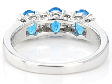 Blue Apatite Rhodium Over Sterling Silver Ring 1.16ctw