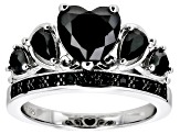 Black Spinel Rhodium Over Sterling Silver Ring 2.74ctw