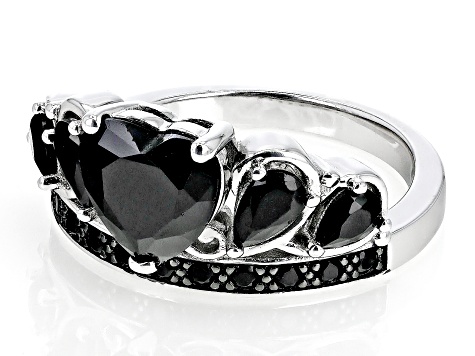 Black Spinel Rhodium Over Sterling Silver Ring 2.74ctw