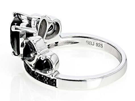 Black Spinel Rhodium Over Sterling Silver Ring 2.74ctw
