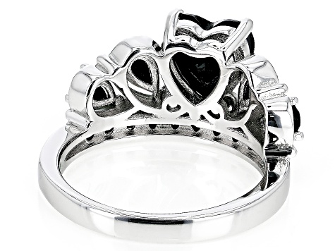 Black Spinel Rhodium Over Sterling Silver Ring 2.74ctw