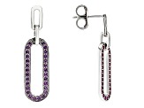 Pink Lab Created Sapphire Rhodium Over Sterling Silver Dangle Earrings. 0.48ctw