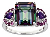 Multi-Color Quartz Rhodium Over Silver Ring 4.44ctw