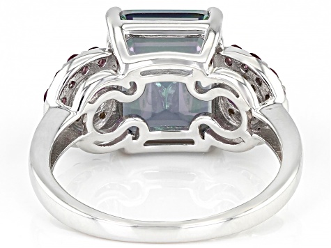 Multi-Color Quartz Rhodium Over Silver Ring 4.44ctw