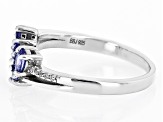 Blue Tanzanite Rhodium Over Silver Bypass Ring 0.56ctw