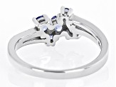 Blue Tanzanite Rhodium Over Silver Bypass Ring 0.56ctw