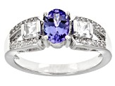Blue Tanzanite Rhodium Over Sterling Silver Ring 1.15ctw