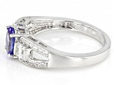 Blue Tanzanite Rhodium Over Sterling Silver Ring 1.15ctw