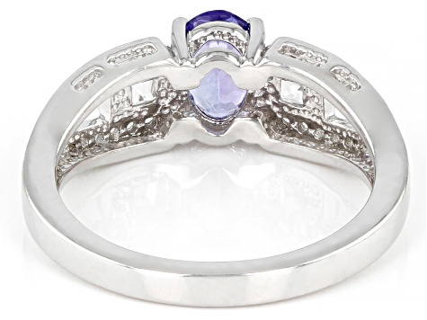 Blue Tanzanite Rhodium Over Sterling Silver Ring 1.15ctw
