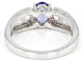 Blue Tanzanite Rhodium Over Sterling Silver Ring 1.15ctw
