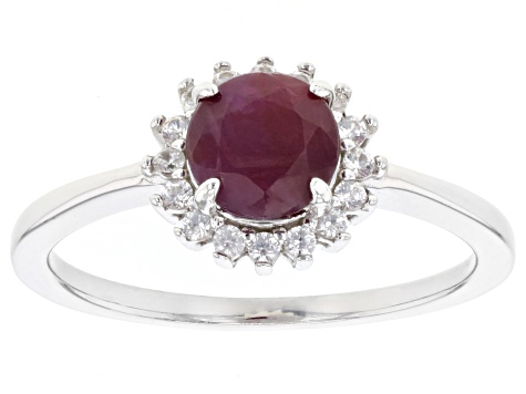 Red Indian Ruby Rhodium Over Sterling Silver Ring 1.16ctw