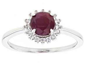 Red Indian Ruby Rhodium Over Sterling Silver Ring 1.16ctw