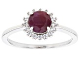 Red Indian Ruby Rhodium Over Sterling Silver Ring 1.16ctw