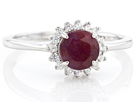 Red Indian Ruby Rhodium Over Sterling Silver Ring 1.16ctw