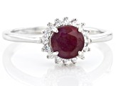 Red Indian Ruby Rhodium Over Sterling Silver Ring 1.16ctw