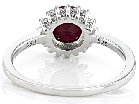 Red Indian Ruby Rhodium Over Sterling Silver Ring 1.16ctw