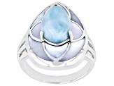 Blue Larimar Rhodium Over Sterling Silver Ring