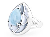 Blue Larimar Rhodium Over Sterling Silver Ring