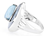 Blue Larimar Rhodium Over Sterling Silver Ring