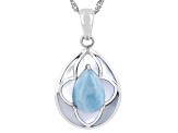Blue Larimar Rhodium Over Sterling Silver Pendant with Chain