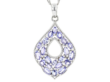 Picture of Blue Tanzanite Rhodium Over Sterling Silver Pendant With Chain 2.79ctw