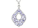 Blue Tanzanite Rhodium Over Sterling Silver Pendant With Chain 2.79ctw