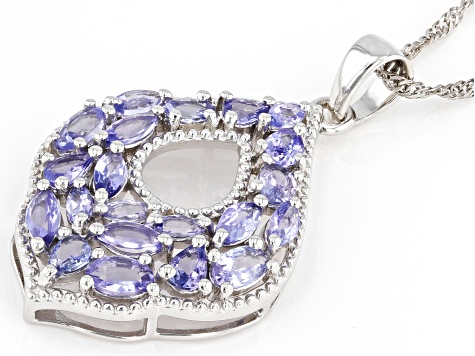 Blue Tanzanite Rhodium Over Sterling Silver Pendant With Chain 2.79ctw