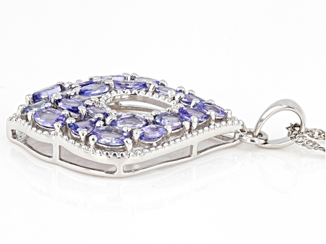 Blue Tanzanite Rhodium Over Sterling Silver Pendant With Chain 2.79ctw