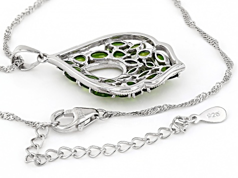 Green Chrome Diopside Rhodium Over Sterling Silver Pendant With Chain 2.64ctw