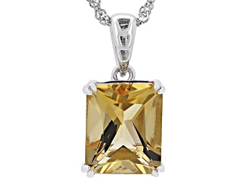 Picture of Yellow Citrine Rhodium Over Sterling Silver Pendant With Chain 5.19ct