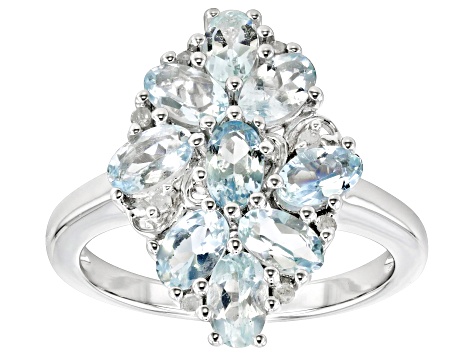 Blue Aquamarine Rhodium Over Silver Ring 2.11ctw - CTB590 | JTV.com