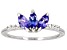 Blue Tanzanite With White Zircon Platinum Over Sterling Silver Ring 0.76ctw
