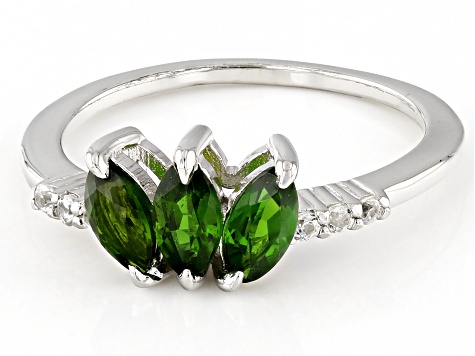 Green Chrome Diopside Sterling Silver Ring 0.72ctw