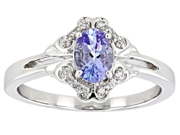 Picture of Blue Tanzanite Platinum Over Sterling Silver Ring 0.71ctw
