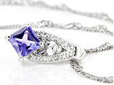 Blue Tanzanite Platinum Over Sterling Silver Pendant With Chain 0.63ctw