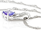 Blue Tanzanite Platinum Over Sterling Silver Pendant With Chain 0.63ctw