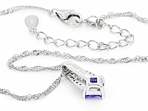 Blue Tanzanite Platinum Over Sterling Silver Pendant With Chain 0.63ctw