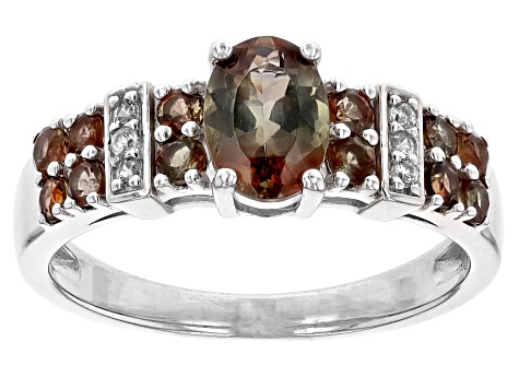 Brown Andalusite Rhodium Over Sterling Silver Ring 1.10ctw