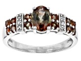 Brown Andalusite Rhodium Over Sterling Silver Ring 1.10ctw