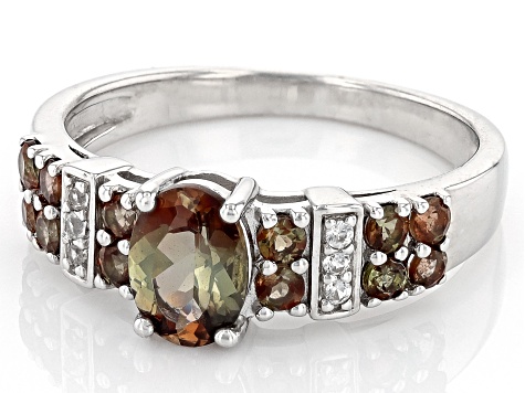 Brown Andalusite Rhodium Over Sterling Silver Ring 1.10ctw