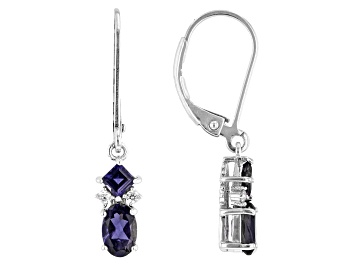 Picture of Blue Iolite Rhodium Over Sterling Silver Earrings 0.95ctw