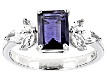 Picture of Purple Iolite Rhodium Over Silver Ring 1.63ctw