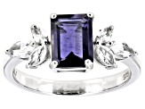 Purple Iolite Rhodium Over Silver Ring 1.63ctw